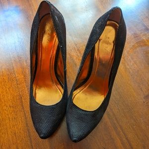BCBGeneration Faux Snakeskin Black Pumps - Size 8.5